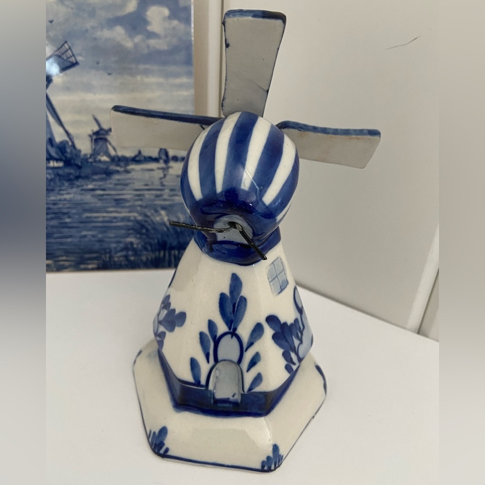 Vintage Blue Delft TILE ART Dutch Landscape Windmill Figurine Nature ceramic LOT - Picture 4 of 16
